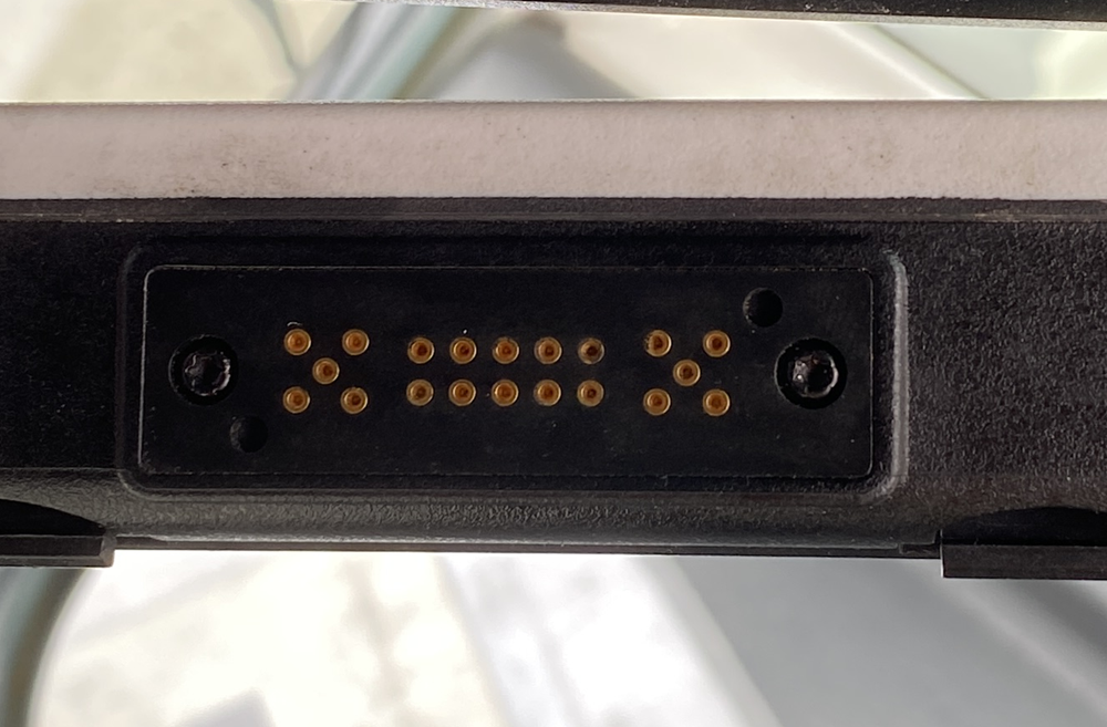 Close-up of tablet connector repair
